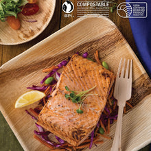 Load image into Gallery viewer, 9” Square Palm Leaf Party Plates, perfect for everyday dining, events and occasions, grilled fish and seafoods, summer plates